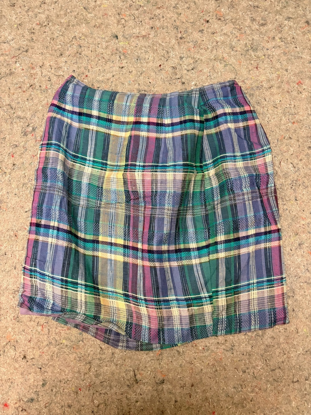 Vintage Express Skirt Womens Small Multicolor Plaid Mini Rayon Linen Lined Italy - Picture 5 of 6